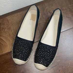 Franco Sarto Black Suede Leather Fabric twilight Espadrilles Sz. 10